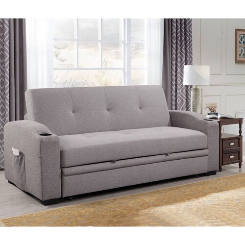 Sofá Cama Reena con Porta Vasos Gris Lottus