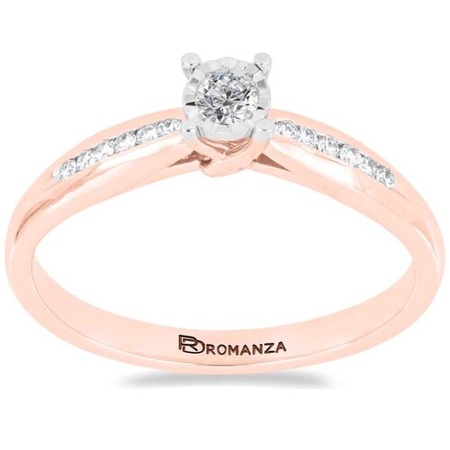Solitario Oro Rosa 14K y 0.15 Ct Diamante Romanza