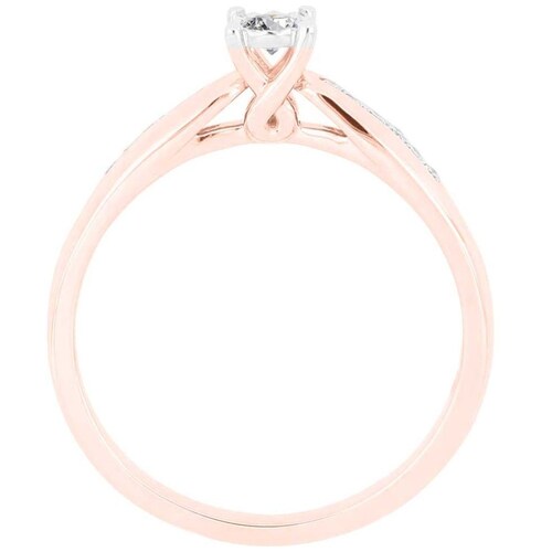 Solitario Oro Rosa 14K y 0.15 Ct Diamante Romanza