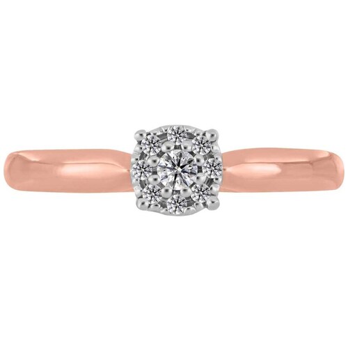 Solitario Roseta Oro Rosa 14K y 0.12 Ct Diamante Romanza