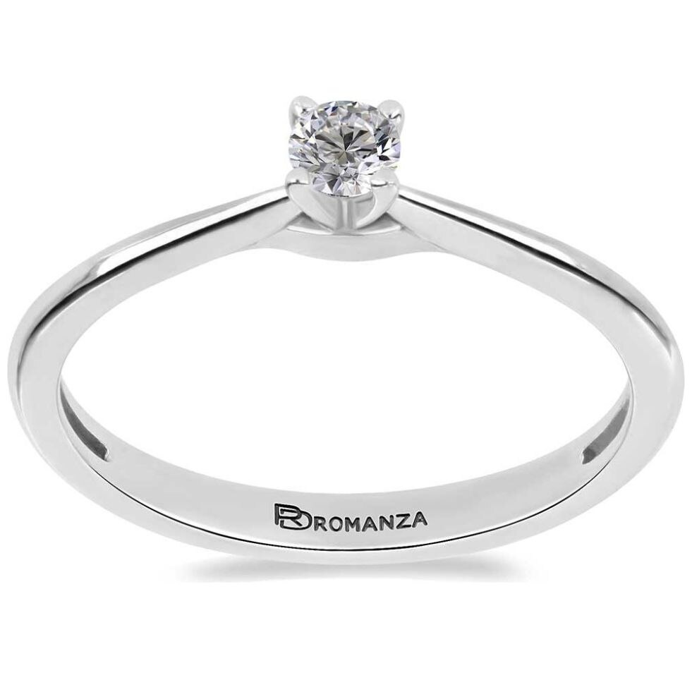 Anillo de Compromiso Oro Blanco 14K y 0.15 Qts Diamante Romanza