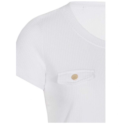 Blusa Lisa Manga Corta  Bolsa al Frente Apostrophe para Mujer Petite