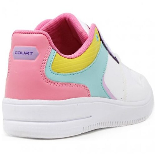 Tenis con Agujeta 22-25 Blanco Verde Aqua Rosa Court para Niña