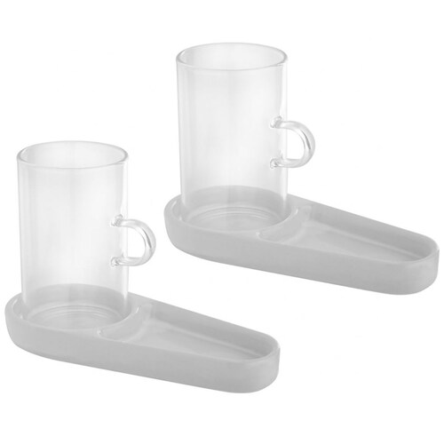 Juego de 2 Vaso de 200Ml con Plato para Galletas Color Blanco  Jt185902  Novocasa