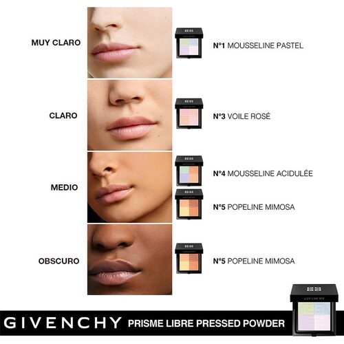Givenchy Prisme Libre Pressed Powder, Polvo Compacto Traslucido Matificante N05 Popeline Mimosa
