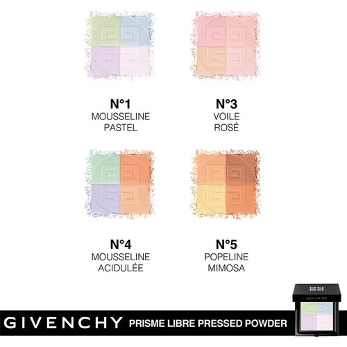 Givenchy Prisme Libre Pressed Powder, Polvo Compacto Traslucido Matificante N05 Popeline Mimosa