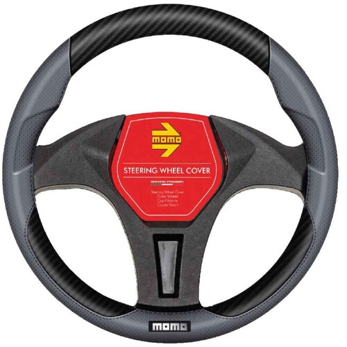 Cubre Volante Momo Realzado Negro/ Gris