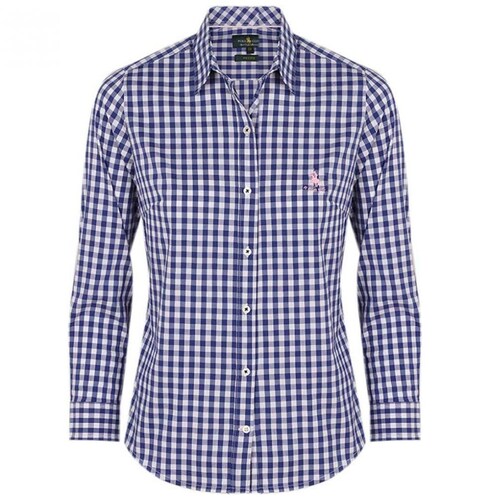 Camisa Manga Larga a Cuadros Azul Royal Polo Club para Mujer Petite