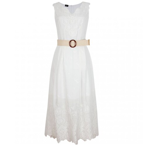 Vestido Sin Manga Cuello V Diseño Bordado Basel