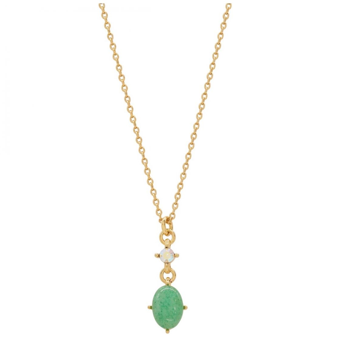 Dije con Cadena en Dorado, Cristal Facetado Ab Y Piedra Aventurine Emanuel Ungaro