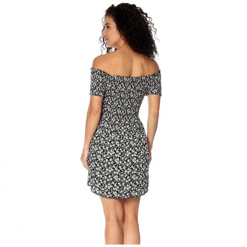 Vestido Estampado Resorte de Bobina Cafeia para Mujer Petite