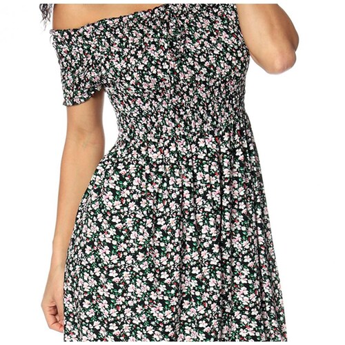 Vestido Estampado Resorte de Bobina Cafeia para Mujer Petite