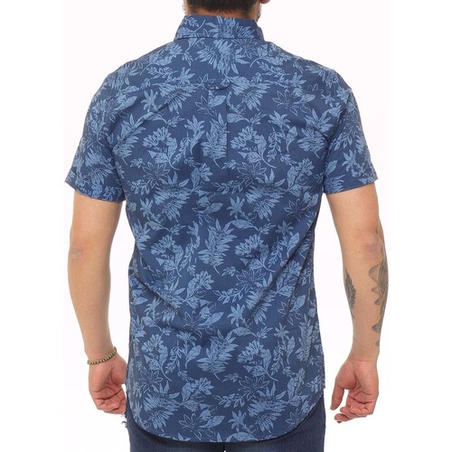 Camisa para Hombre Azul con Flores Manga Corta Chaps