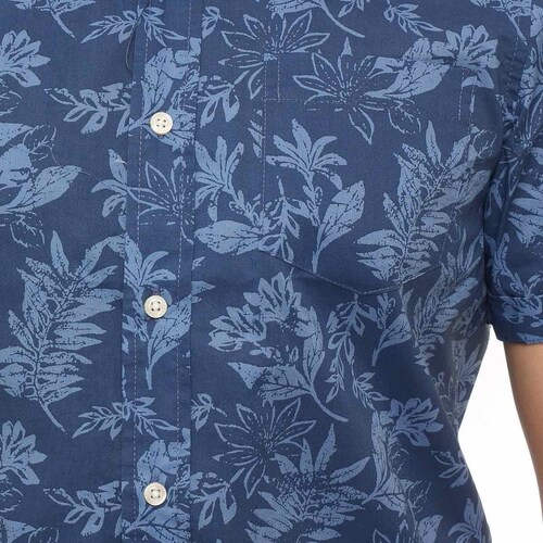 Camisa para Hombre Azul con Flores Manga Corta Chaps