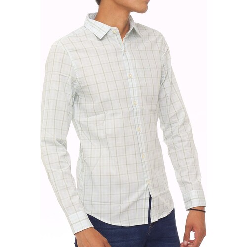 Camisa para Hombre Blanca a Cuadros Manga Larga Dockers