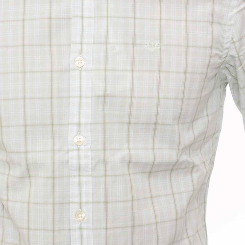 Camisa para Hombre Blanca a Cuadros Manga Larga Dockers