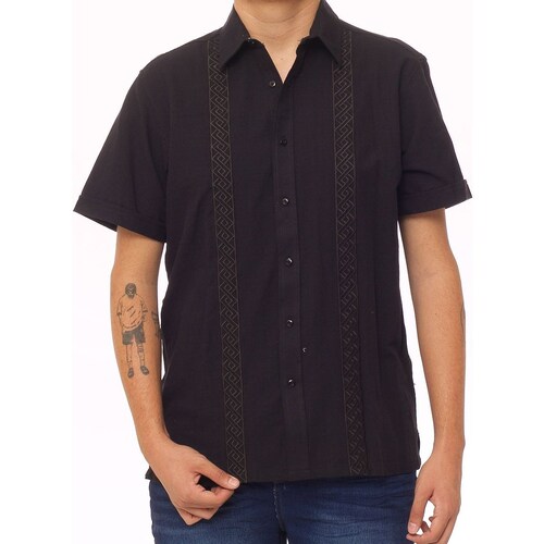 Guayabera para Hombre Negra Manga Corta  Bruno Magnani