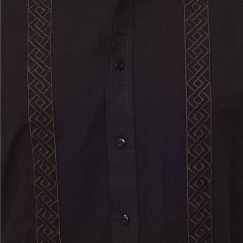 Guayabera para Hombre Negra Manga Corta  Bruno Magnani