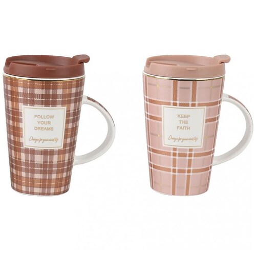 Taza Viaje Destellos Cerámica Salmon Dorado  Sears México