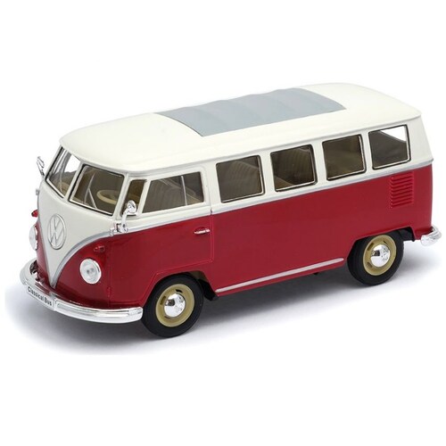 Carro Clásico de Colección 1963 Volkswagen T1 Bus, Light Red 1:24 Welly