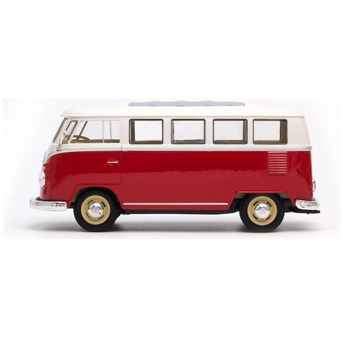 Carro Clásico de Colección 1963 Volkswagen T1 Bus, Light Red 1:24 Welly
