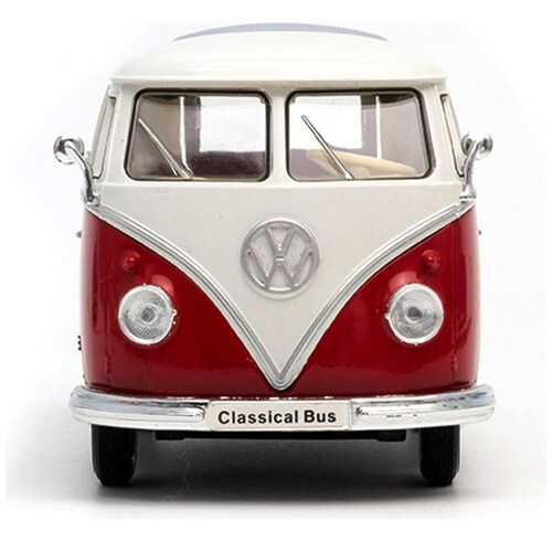 Carro Clásico de Colección 1963 Volkswagen T1 Bus, Light Red 1:24 Welly