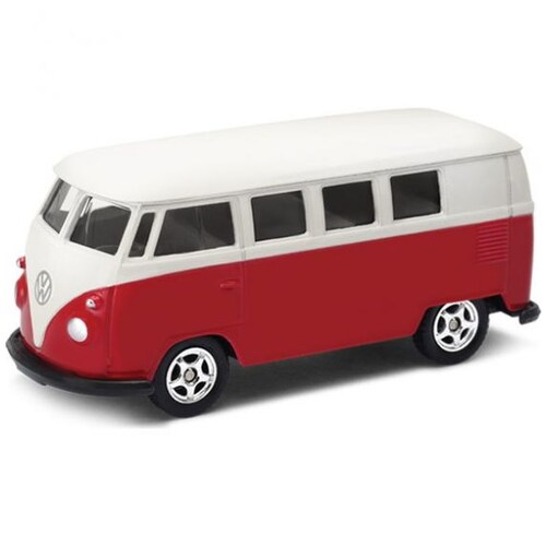 Carro Clásico de Colección  1963 Volkswagen T1 Bus, Red 3" Welly