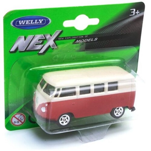 Carro Clásico de Colección  1963 Volkswagen T1 Bus, Red 3" Welly