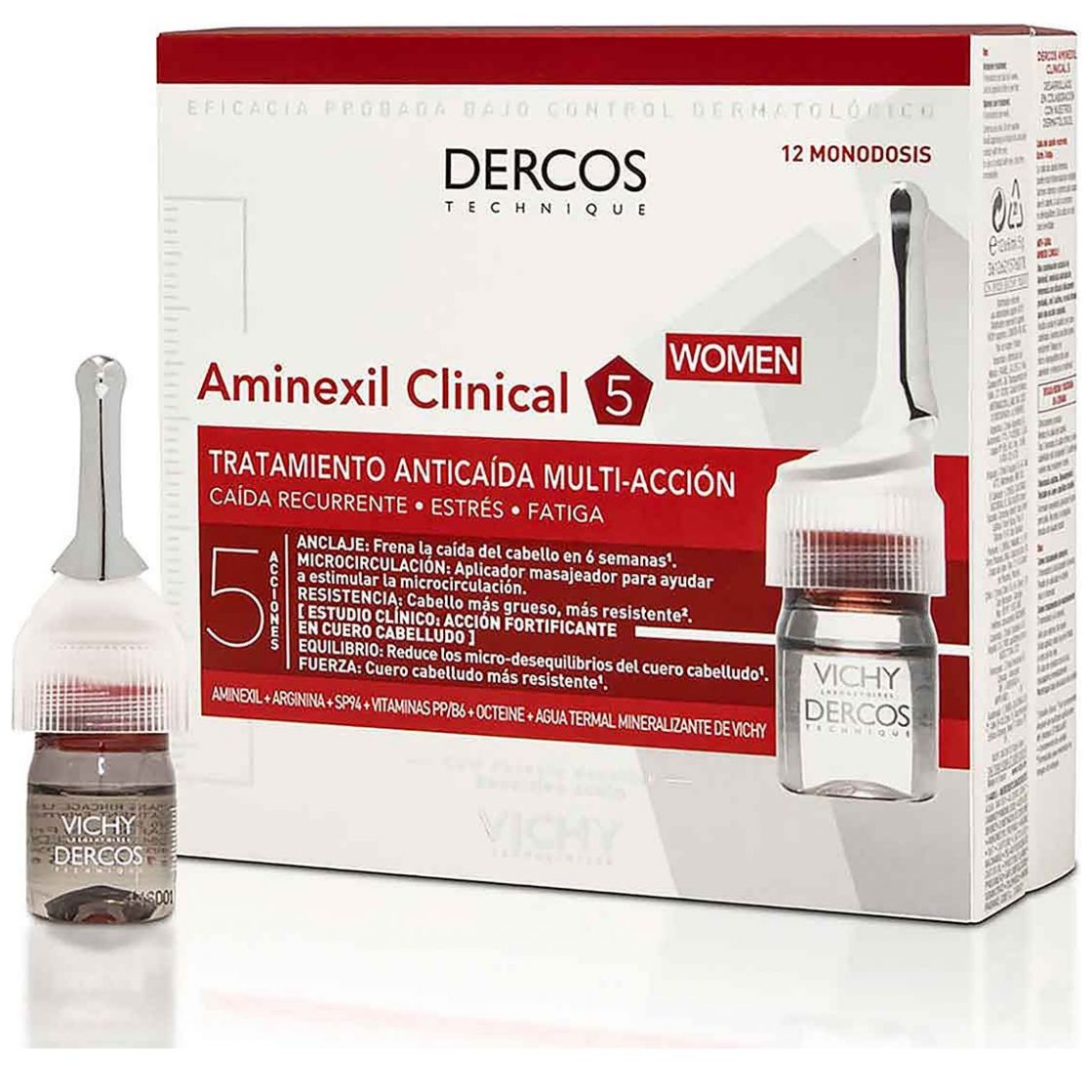 Vichy Dercos Aminexil Clinical 5 Mujer Anticaída 12 Ampolletas image number 0