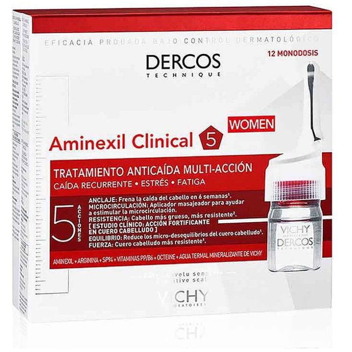 Vichy Dercos Aminexil Clinical 5 Mujer Anticaída 12 Ampolletas image number 4