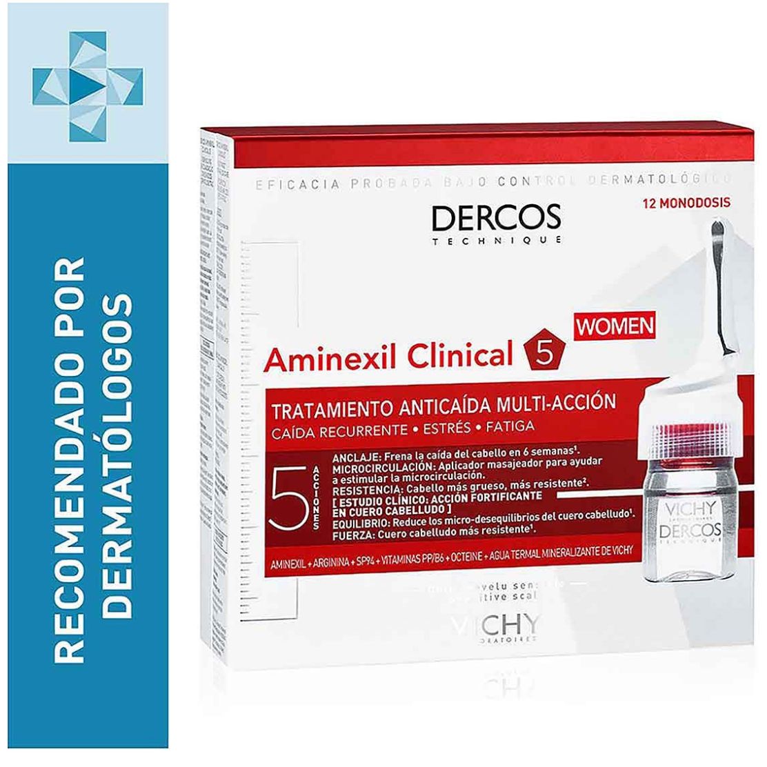 Vichy Dercos Aminexil Clinical 5 Mujer Anticaída 12 Ampolletas image number 6