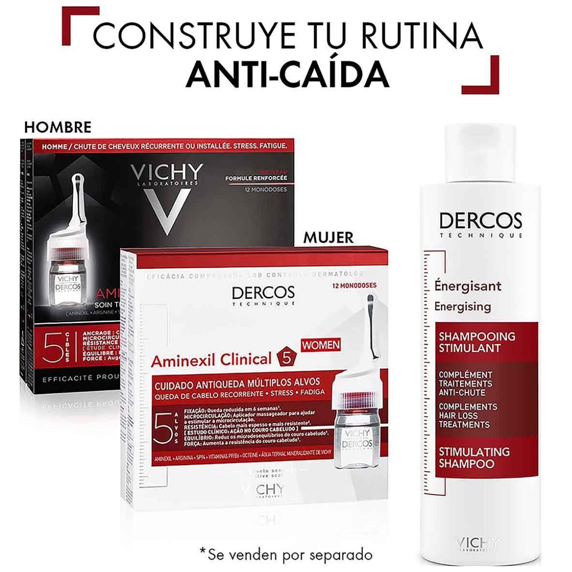 Vichy Dercos Aminexil Clinical Tratamiento Anticaída 5 Hombre 12 Ampolletas image number 6