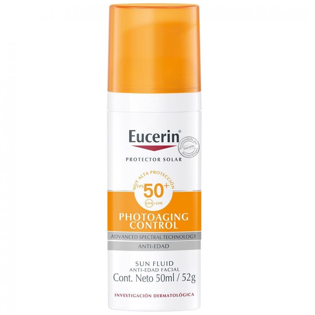 Eucerin Protector Solar Sun Fluid Antiedad Rostro y Cuello FPS 50 52 ml image number 0