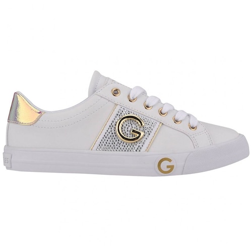 Tenis Punta Redonda Y Fijación de Agujeta Color Blanco Combinado G By Guess