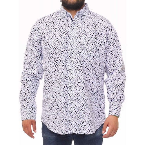 Camisa para Hombre Blanca con Flores Manga Larga Cavalatti