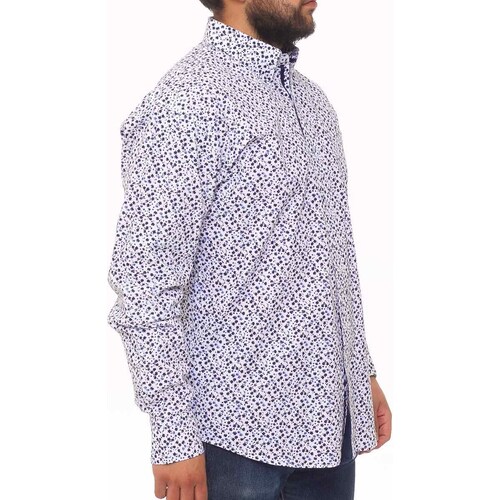Camisa para Hombre Blanca con Flores Manga Larga Cavalatti