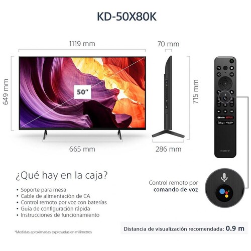 Pantalla Sony 50" 4K Google Tv Kd-50X80K