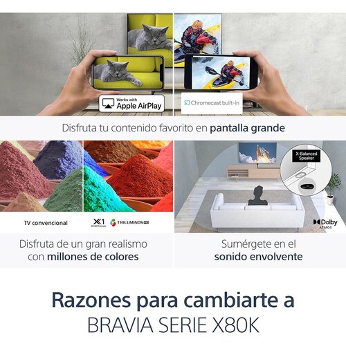 Pantalla Sony 55" 4K Google Tv Kd-55X80K