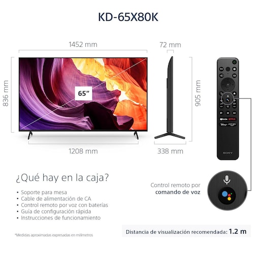 Pantalla Sony 65" 4K Google Tv Kd-65X80K