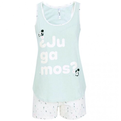 Pijama Top Sin Mangas Estampado Pandas Y Short