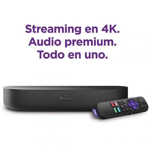 Roku Streambar - Dispositivo de Streaming 4K/hd/hdr y Audio Premium, Todo en Uno, Incluye Control Remoto de Voz