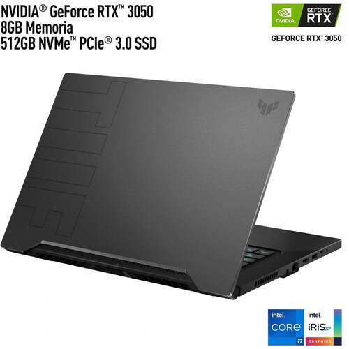 Laptop Gamer Asus Tuf Dash Fx516Pc-Hn001W I7-11Th 8G 512Ssd Rtx 3050 Gris
