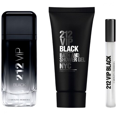 Carolina Herrera 212 Vip Black Men Set para Hombre Fragancia Edp 100Ml + Shower Gel 100Ml + Fragancia de Bolsillo