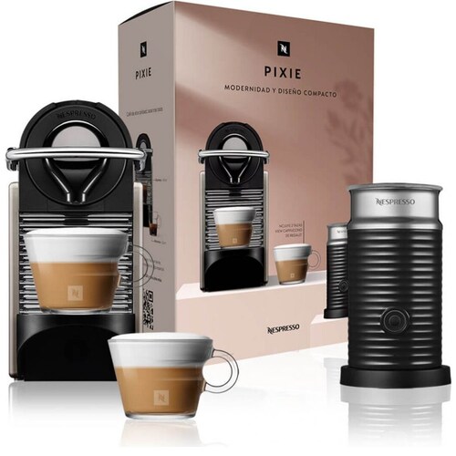 Máquina de Café Onpack Pixie Titan + Aeroccino + Tazas Nespresso