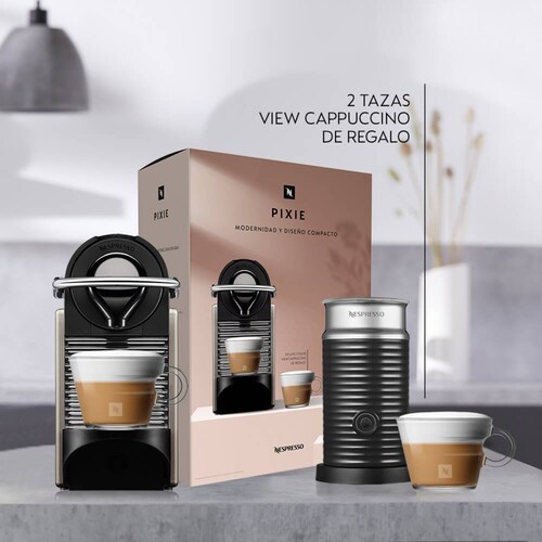 Máquina de Café Onpack Pixie Titan + Aeroccino + Tazas Nespresso