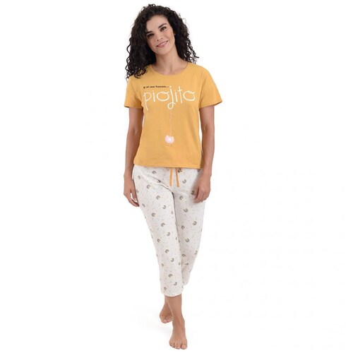 Pijama Playera Manga Corta Y Capri Estampado Piojo  Sho Shi By Guitit