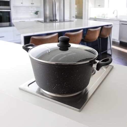 Cacerola con Tapa de 28 Cm Mármol Negro Westinghouse