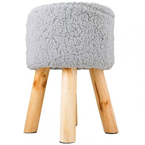 Home Nature Taburete  Gris con Patas de Madera 
28X28X40 Cm