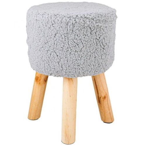 Home Nature Taburete  Gris con Patas de Madera 
28X28X40 Cm