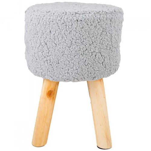 Home Nature Taburete  Gris con Patas de Madera 
28X28X40 Cm